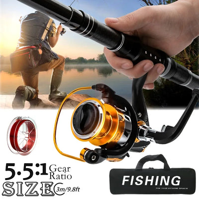 Carbon Fiber Straight Handle Spinning Reel 551 Gear Ratio | SAMAG