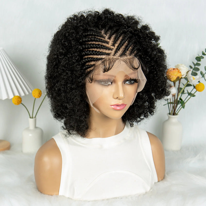 KIMA New Box Braided Wig Synthetic Full Lace Wigs Short Lengths for Black Women Men Braided Wig With Baby Hair Box Braiding Wigs