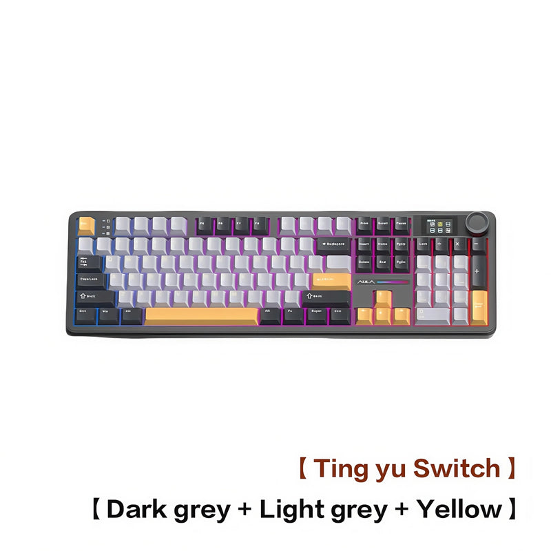 AULA F108 Pro Triple-mode Bluetooth 2.4G Wired Mechanical Keyboard Fully Customizable Hot-swappable Keys Gasket Structure RGB