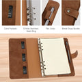 New Leather A5 Binder 6 Ring Binder Notebook - PU Leather Refillable Notebook with Binder Pockets, Dividers, Refill Paper