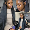 220 Density 360 13x4 Lace Front Wig For Black Women 40 46 Inch Lace Front Human Hair Wig 13x6 Transparent Bone Straight Lace Wig