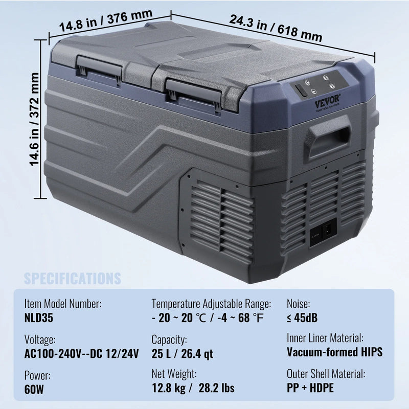 【Premium】Succebuy Car Refrigerator Dual Zone Port le Freezer Car Refrigerator Fridge Adjust le Range 12/24V DC and A Compressor