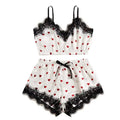 Pajama Suit Women Fashion V-Neck Stretch Satin Lace Sexy | SAMAG