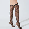 3XXL Women's Plus Size White Striped Lace Silk Stockings Black Fishnet Over Knee Thin Long Socks for Woman Girls 2026 NEW Summer
