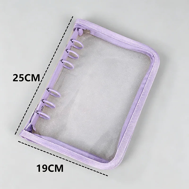 A5 Binder Cute Transparent Binder Notebook Filing Cabinet A5 Ring Pockets Leaf Filing Cabinet A5 Macaron Binder HYJ02