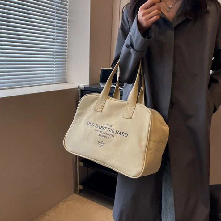 Retro Boston Bag Travel Bag 2025 New Fashion Tote Bag Lightweight Short-haul Tote Bag Large Capacity Shoulder Bag Hobo