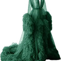 Women's Dressing Gown Perspective Sheer Long Tulle Robe Puffy Pregnancy Maternity Dress for Baby Shower Nightgown Sleepwear