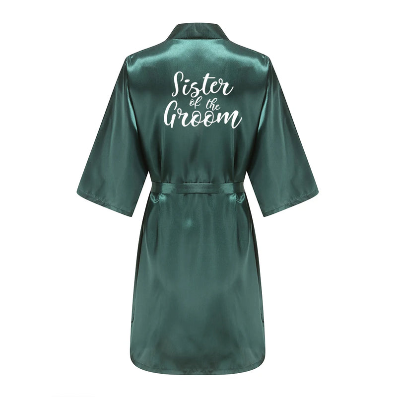 Wedding Party Team Bride Robe With White Letters Kimono | SAMAG