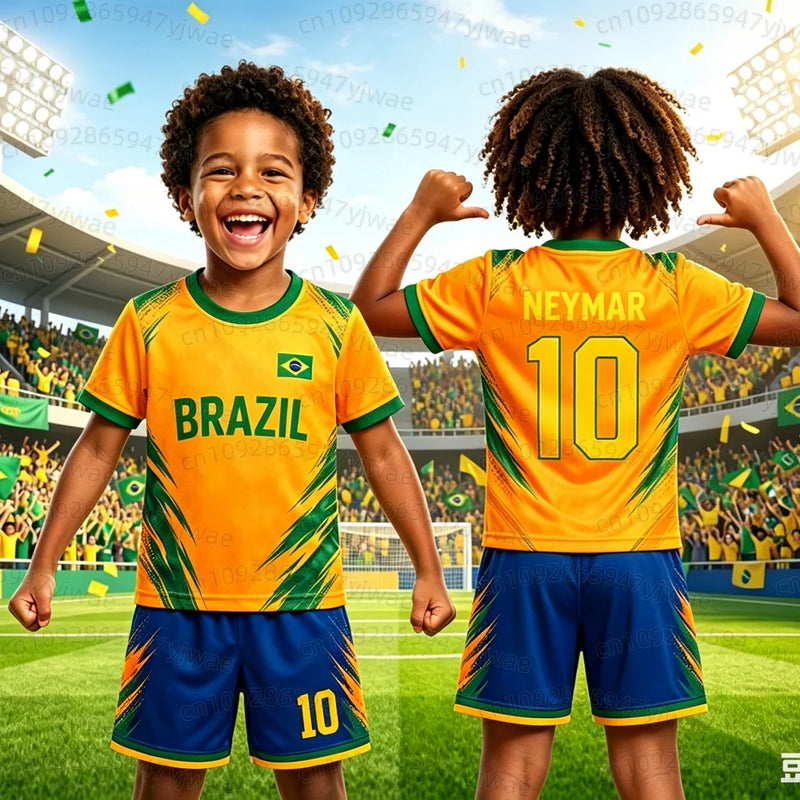 Boys Neymar No.10 Football Jersey Tee Shorts Set Women - View 2 | SAMAG
