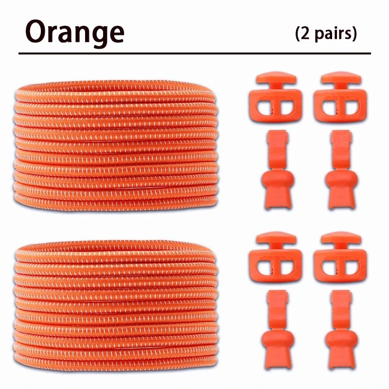 2 Pair No Tie Shoe Laces Kids Adult Quick Laces Round Elastic Shoelaces Without Ties Lock Shoelace Sneakers Shoes Accessories
