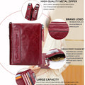 CONTACT'S Fashion Genuine Leather Women Wallet Bifold Card Holder Coin Purse Small Women's Purse Money Clip Men Pocket Wallets