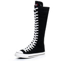 Boots Women Sneakers Canvas Casual High Top Shoes Long Boot Lace-Up Zipper Comfortable Flat Boot Sneakers Tenis Feminino