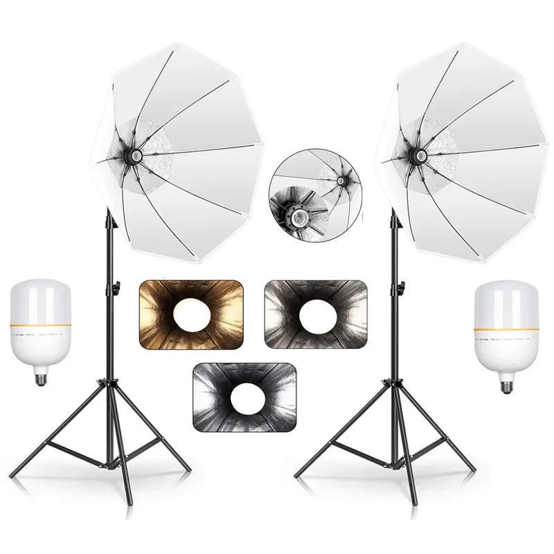 SH 2Pcs 50x70cm Photo Studio Kit With Softbox LED Bulbs Light Tripod for YouTube, Tiktok, Studio Portraits, Photography