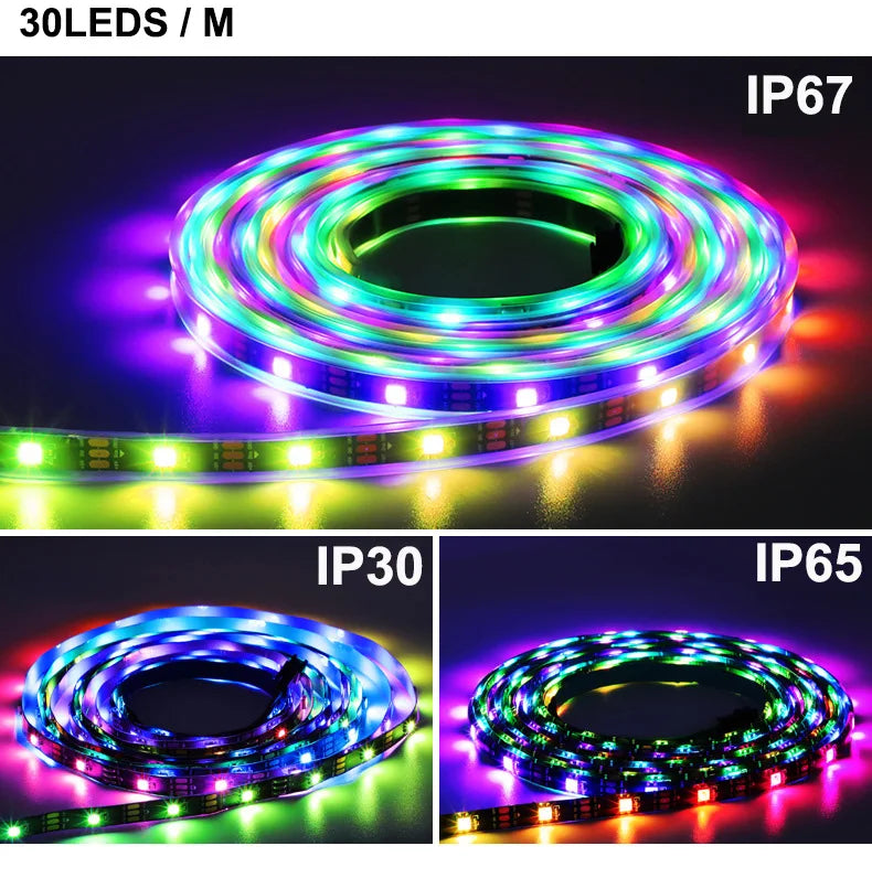 SK6812 RGBW Led Strip Light 4 in 1 Similar WS2812B 1m 5m 30 60 144 LEDs Individual Addressable RGBWW Led Lights IP30 65 67 5V12V