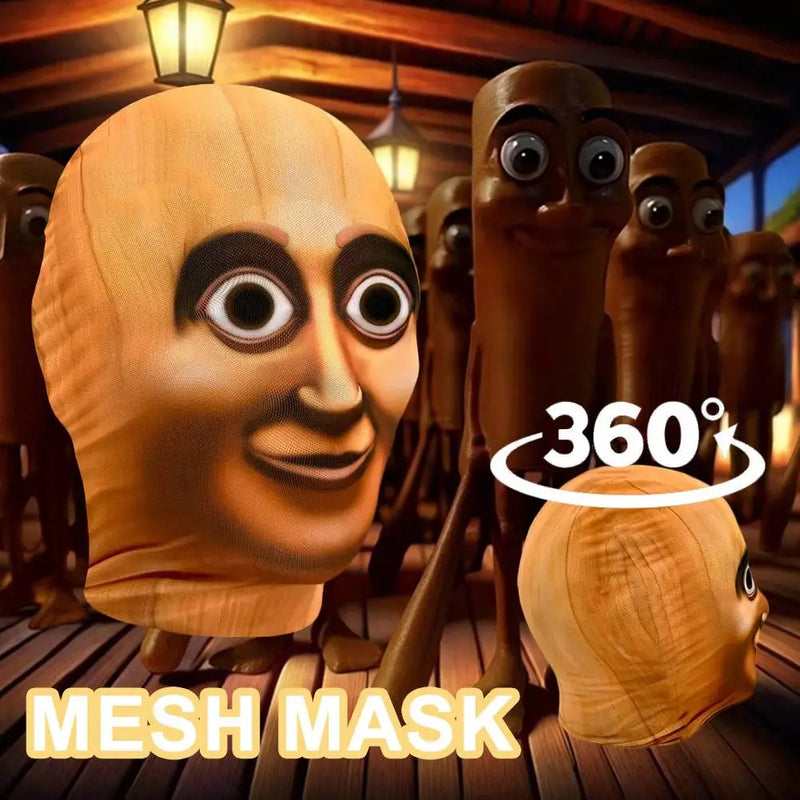 Tung Tung Tung Sahur Riding Mask Funny Breathable Mesh Fabric Mask 3D Mask Cosplay Italian Brainrot Anime Action