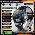 Military Grade Alloy Smartwatch 1400mAh Long Standby Waterproof SOS Emergency Flashlight BT Call Outdoor Sports Watch For Men