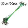OUTKIT 20PCS/lot Fishing Lure Trace Rope Wire Leader Line Swivel Tackle Spinner Shark Spinning With 15CM, 20CM, 24CM, 30CM Pesca