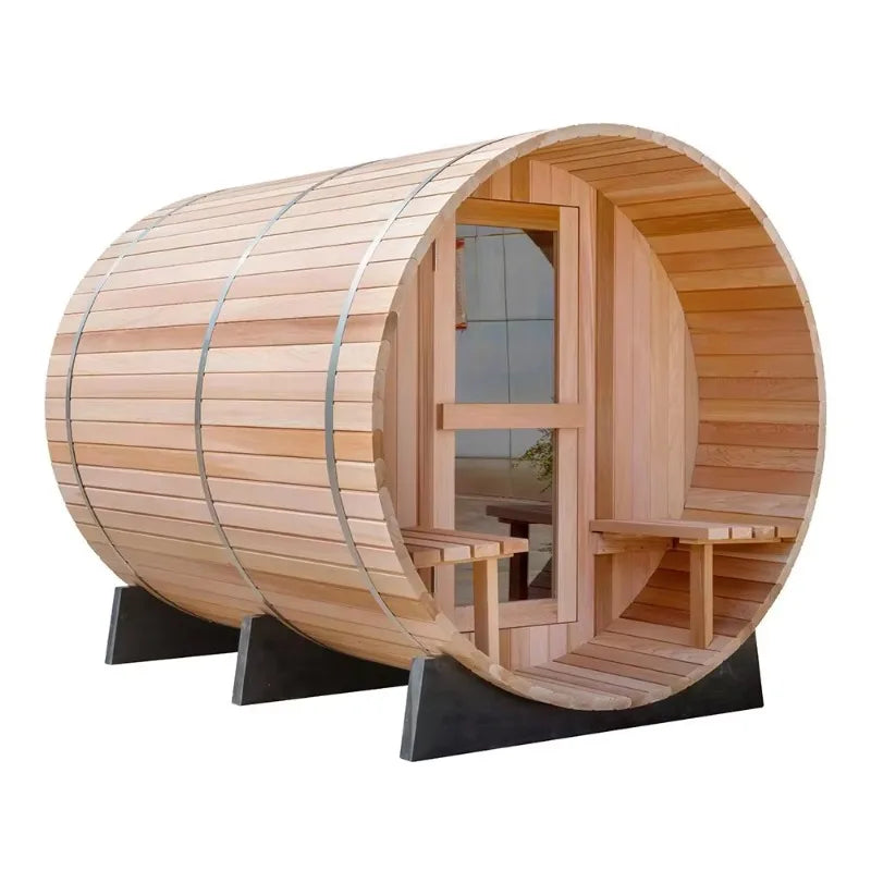 Wholesale Canadian Hemlock Red Cedar Traditional Solid Wood Eco Friendly Steam Sauna Tub for Villa Outdoor Custom