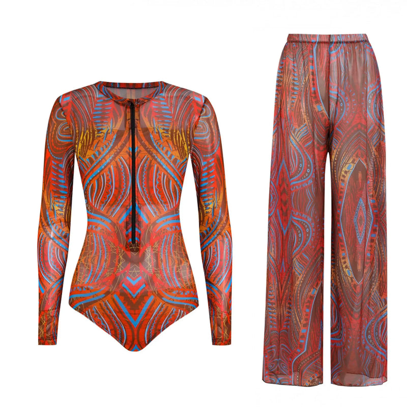 Women's Long Sleeve Swimwear Sunscreen One Piece Swimsuit | SAMAG