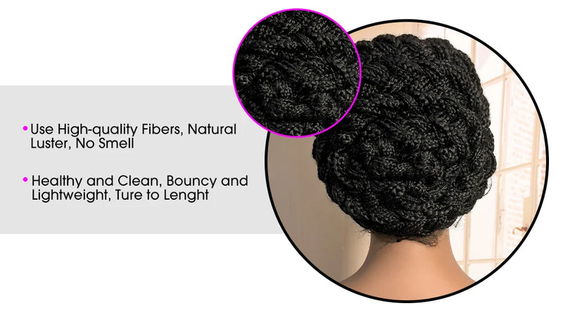 Short Full Lace Braiding Wig Synthetic Cornrow Knotless Box Braided Wigs Natural African Bantu Braids Wig for Black Women