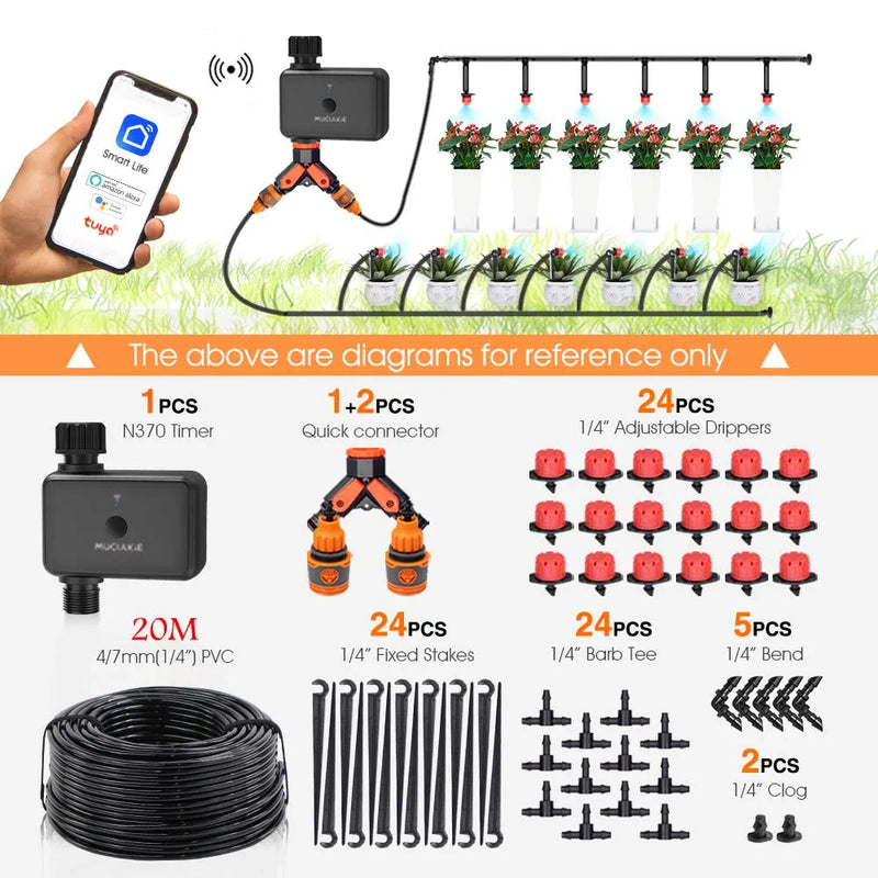 30-10m Garden Dual-band WiFi Timer Irrigation Set Supports Intelligent Voice Function APP Control Lawn Automatic Watering System