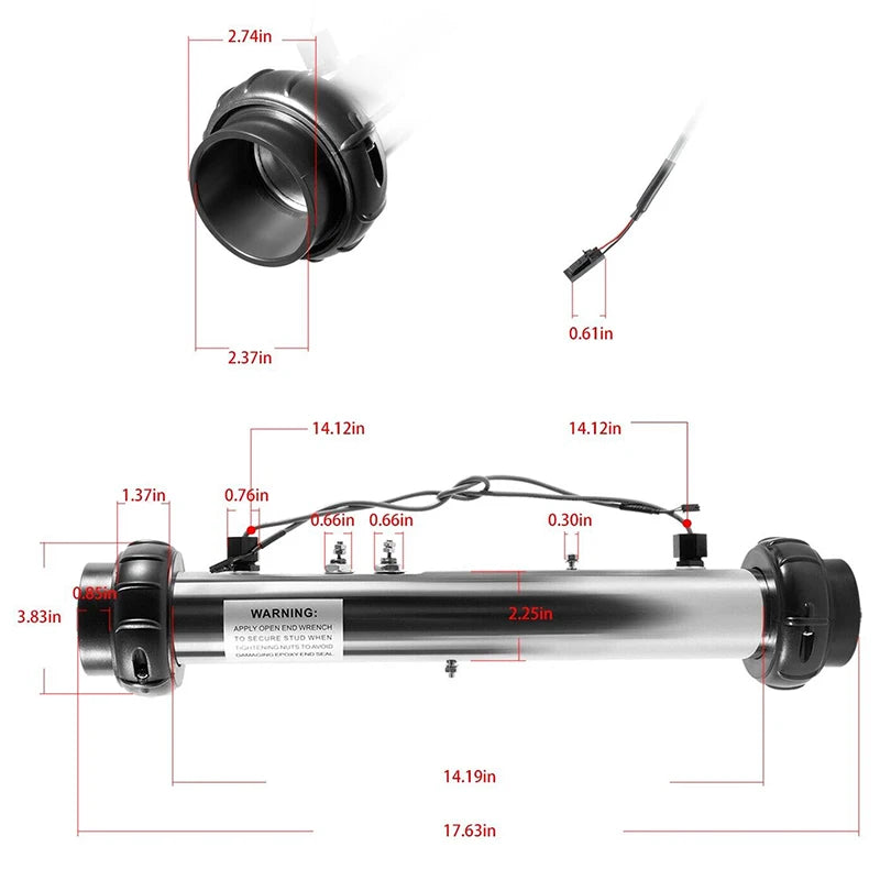 58117 M-7 Hot Tub Spa Heater Assembly Compatible with Balboa VS, EL,TS,GS,BP Control Systems, 4.0 KW 220V 26-58104-K with Sensor
