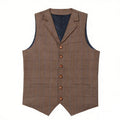 Men's Vests Tweed Suit Business Clothing for Men Striped Waistcoat Punk Vest Groomman Wedding Brwon Black Grey Jacket Bleazer