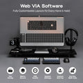 EPOMAKER Split70 QMK/VIA 70% Split Layout Wired/BT/2.4Ghz Wireless Mechanical Keyboard with Programmable Knob Mac Modifier