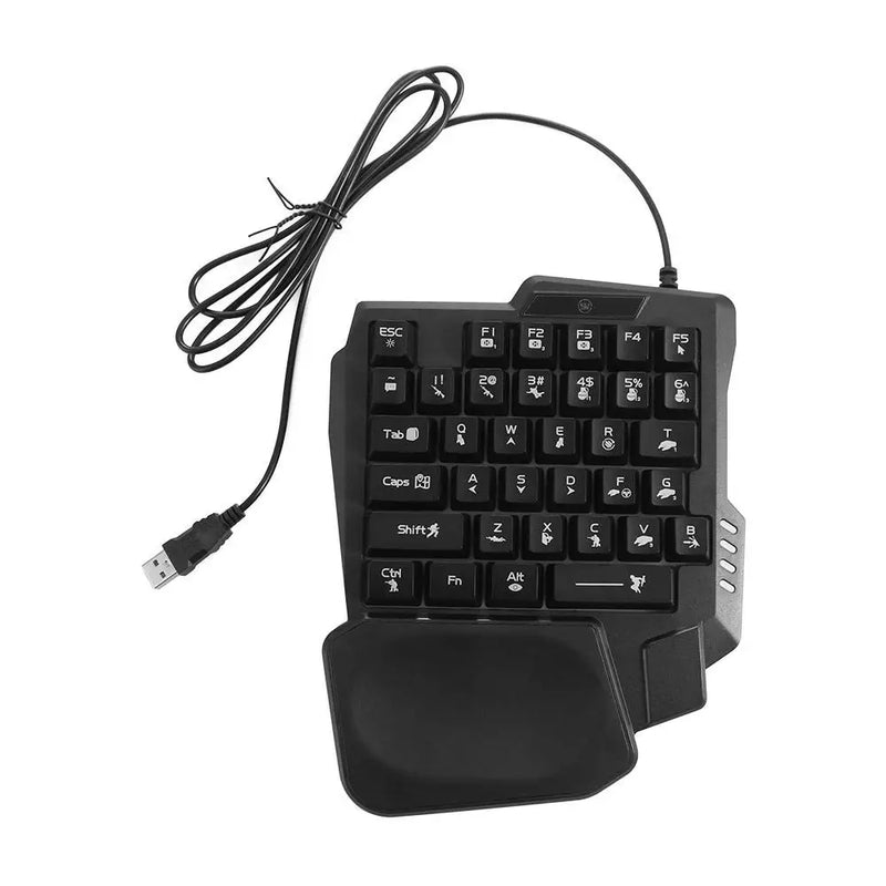 Portable USB Single Hand Keyboard Ultra-slim Luminous One Handedly Keyboard 35 Keys Wired Gaming Mechanical Keyboard Desktop PC
