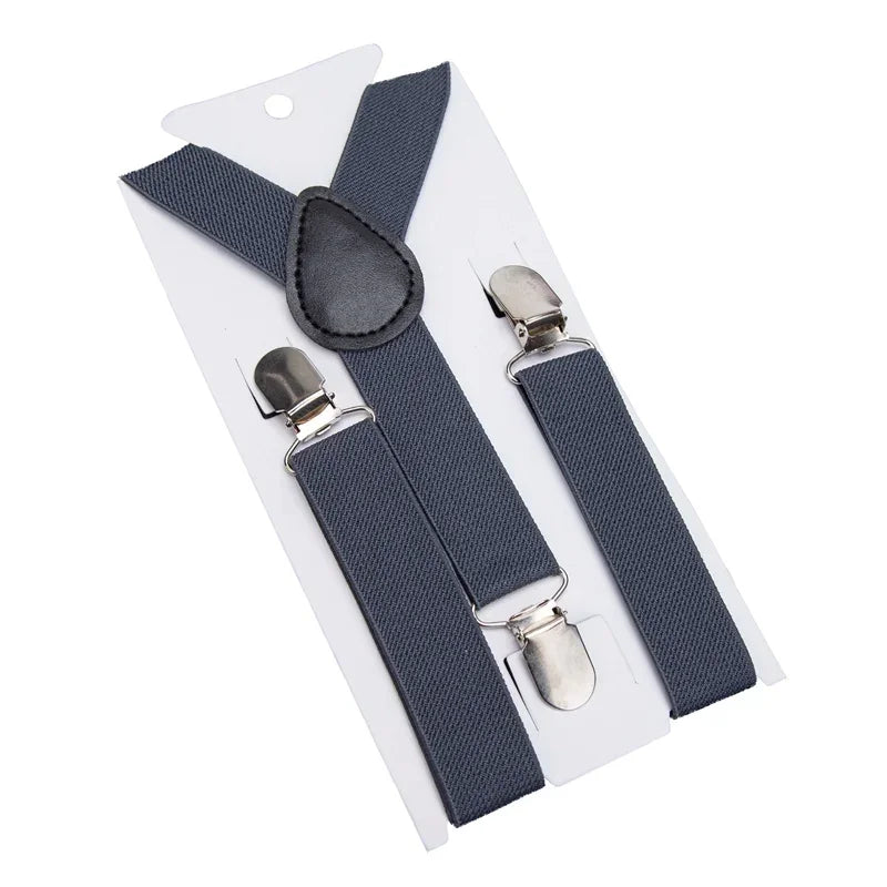 Solid Color Kids Suspenders with Fashion Children Boys Braces Girls Elastic Adjustable Suspenders Baby Wedding Ties Accessories