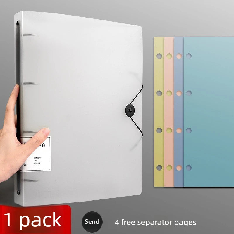 4-Hole A4 Paper Punch Binder Loose Leaf File Folder with Insert Pages Coil Binding Ring Binder for Home Office School Documents