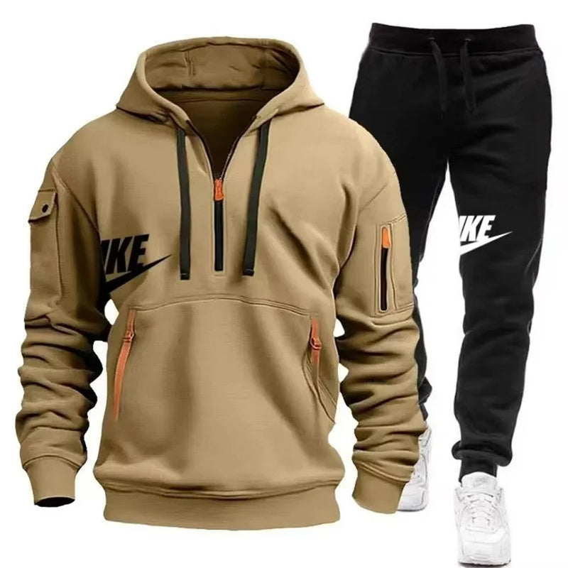 Men's autumn and winter suit zipper hoodie + trousers casual sportswear warm - View 7 | SAMAG