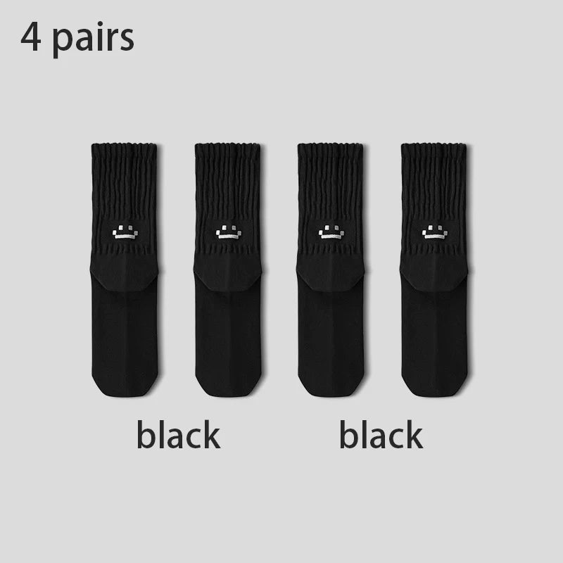 4 Pairs Men's Cotton Work Socks Long Running Breathable | SAMAG