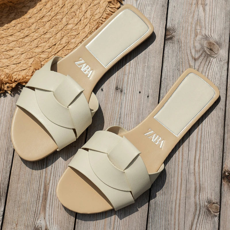 2026 New Fashion Luxury Designer Women's Sandals Woven Comfortable Women's Sandals Casual Summer Flat Women's Slippers Big Size
