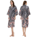 Linccure Women's Crane Print Satin Kimono Robe Silky Half | SAMAG