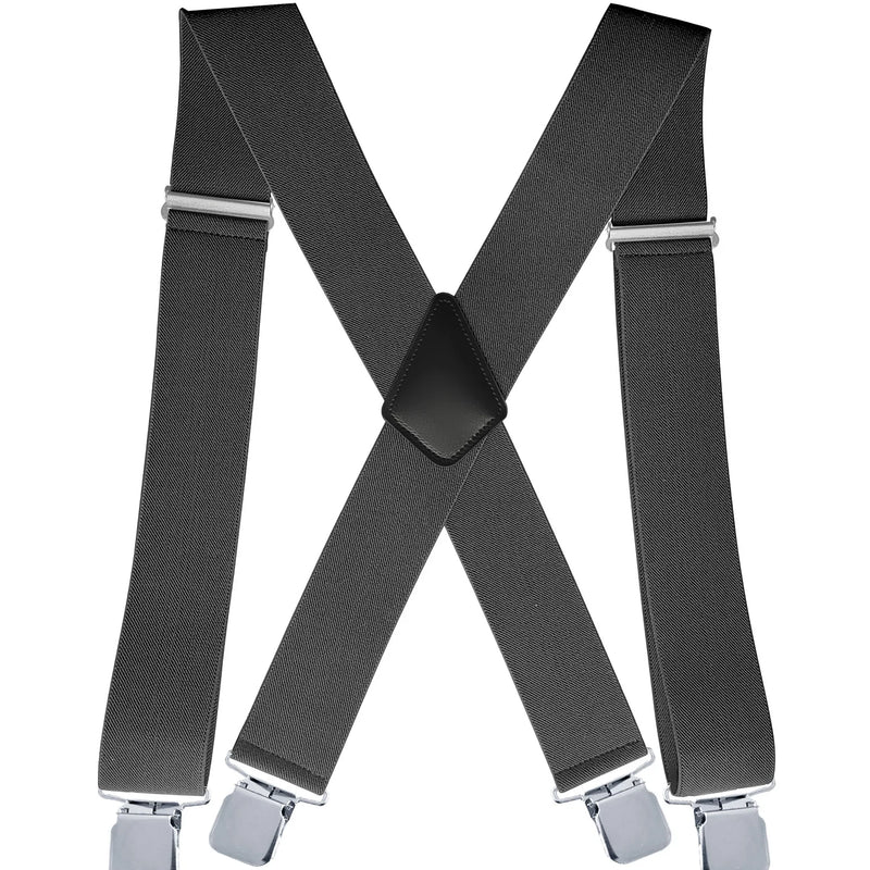 Men's Suspender Trousers Braces with Strong 2 inch Wide 4 Clips Heavy Duty for High Elastic X Style - Visuel 8 | SAMAG