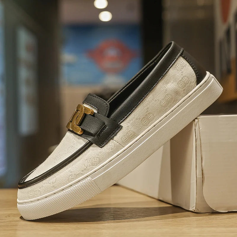 2026 New Bussiness Casual Shoes for Men Low-top Fashion Loafers Slip On Flat Boat Shoe Mens Luxury Leather Shoes