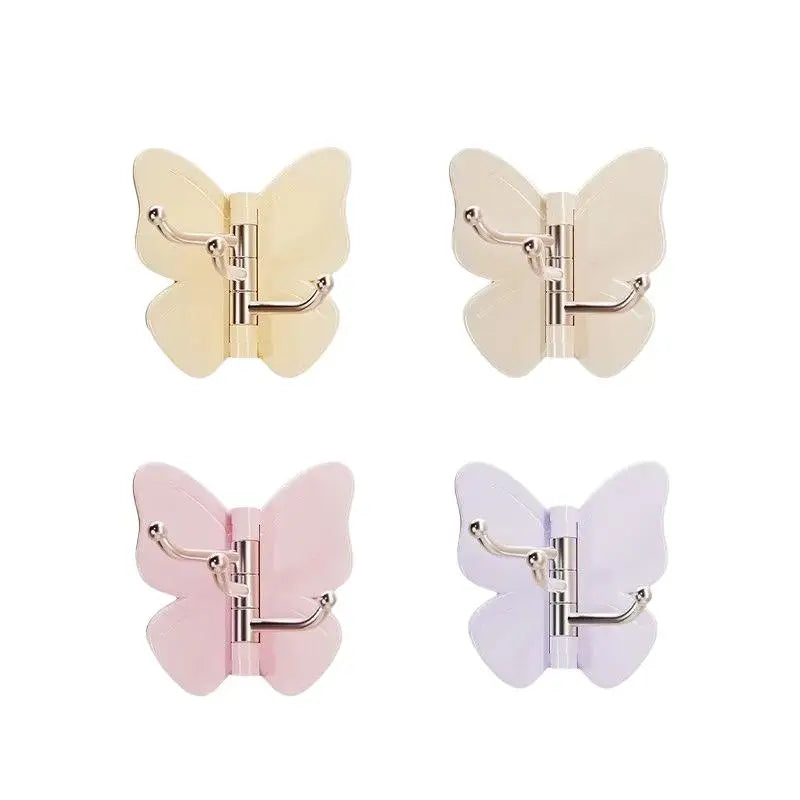 【S】Butterfly Shaped Sticky Wall Hooks 180 Degree Rotatable No Drill Needed For Bathroom Kitchen Bedroom Home - View 6 | SAMAG