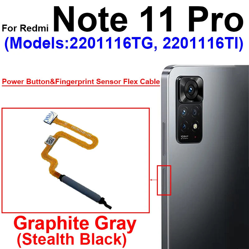 Fingerprint Sensor Flex Cable For Xiaomi Redmi Note 11 11 Pro 11Pro Plus 4G 5G Fingerprint Sensor Power Button Flex Ribbon Parts