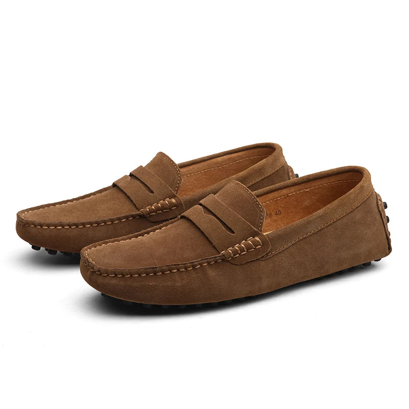 Men's Suede Leather Penny Loafers Casual Driving Moccasins Slip-On Boat Shoes Plus Big Sizes 49 50 51 52 53