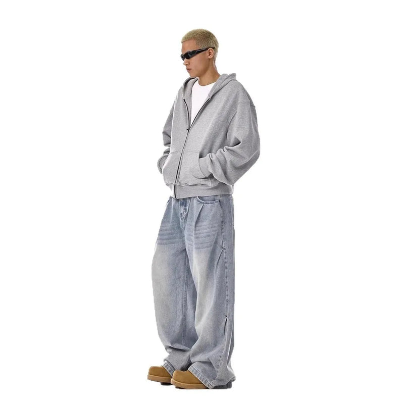 Vintage Washed Straight Leg Jeans Men Women Loose Fit | SAMAG