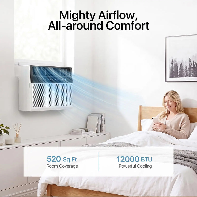 12000BTU U-Shaped Window Air Conditioner, 6-in-1 AC Unit with App Control Cools 520 Sq.Ft, Custom