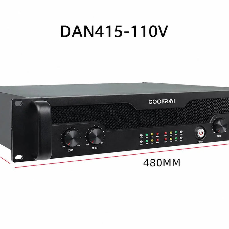 GOOERMI DAN415 Professional Power Amplifier 1500W 2/4 Channel Audio Amplifier 110V/220V DJ Stage KTV PA Sound System