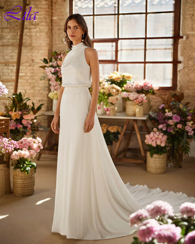 Customized A - Line Halter Elegant Formal Evening Dress | SAMAG