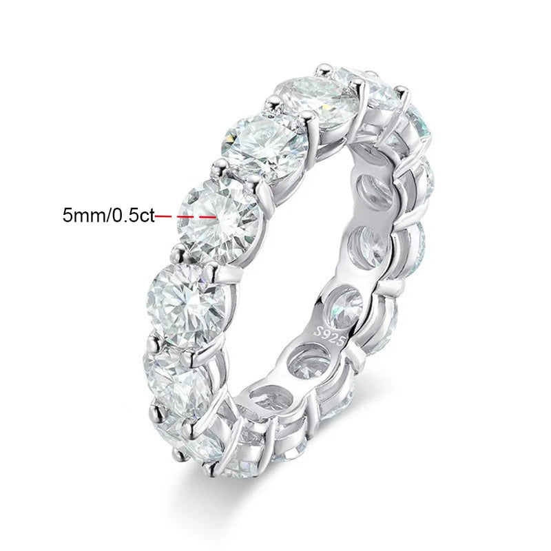 5mm D Color Moissanite Row Ring 925 Sterling Silver Diamond Wedding Band Rings For Women Certified Fine Jewelry Gift Houtros
