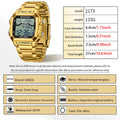 SANDA Fashion Digital Sport Watches Men Waterproof Stopwatch Alarm Date Week Watch Man Golden Strap LED Square Dial Wristwatch