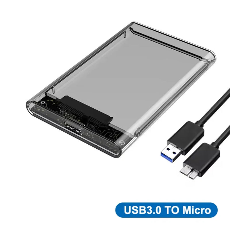 Type-C 3.1 SSD Case Enclosure Box 2.5 HDD SATA To USB 3.0 With 5Gbps Adapter External Housing Hard Drive Box Transparent/Black