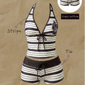 Women Bikinis Set Vintage Striped Floral Tankini Swimsuit | SAMAG