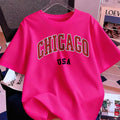 Chicago Usa Letter Printing T-Shirt Women Cotton Summer Short Sleeve Tops Comfortable Soft O-Neck T Shirt Casual Womans Clothes
