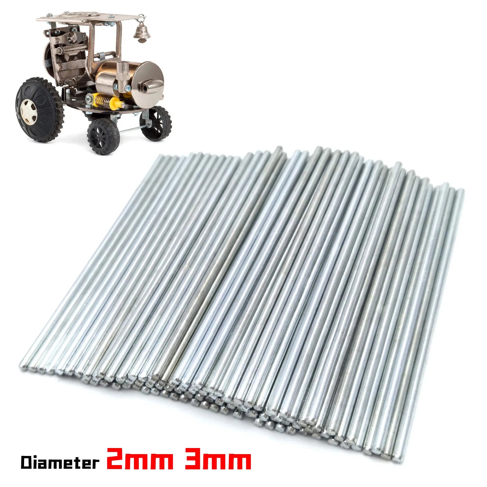 5~30pcs Diameter 2mm 3mm Iron Toys Shaft Round Rod Axles For Diy Toy Rc Car Boat Helicopter Model Various Lengths 10mm To 150mm